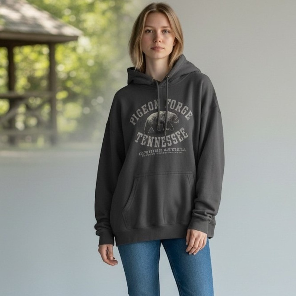 Prairie Mountain Hoodie Unisex XL Gray Pigeon Forge Tennessee Bear Souvenir
